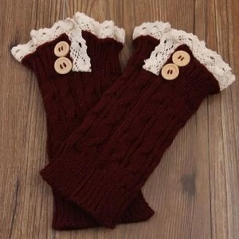 NEW!! Ruffle Boot Cuffs Sweater knit Crimson Y2K